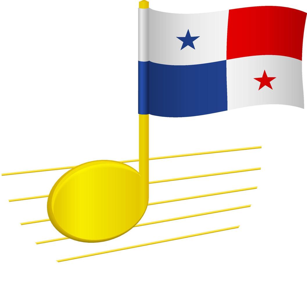 panama-flagge und musiknote vektor