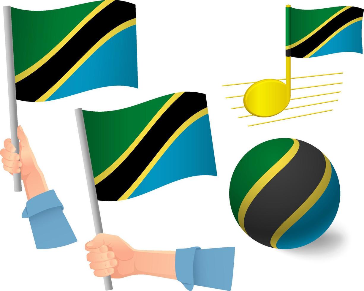 tanzania flagga Ikonuppsättning vektor