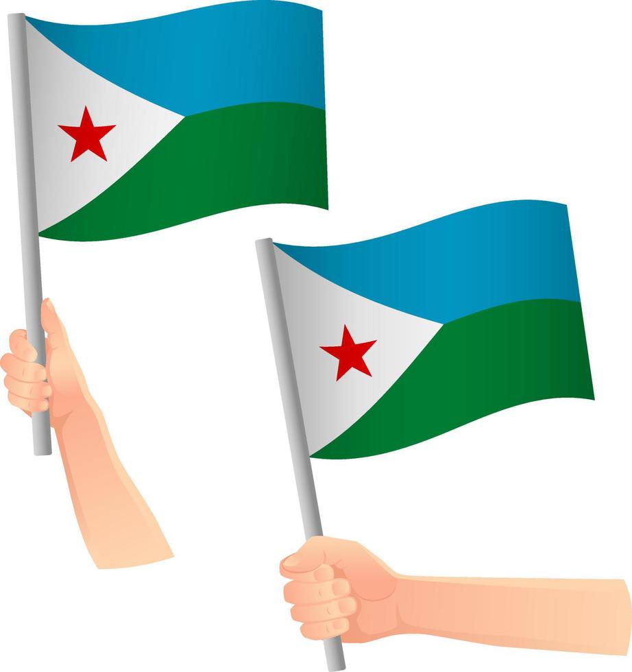 dschibuti-flagge in der hand symbol vektor