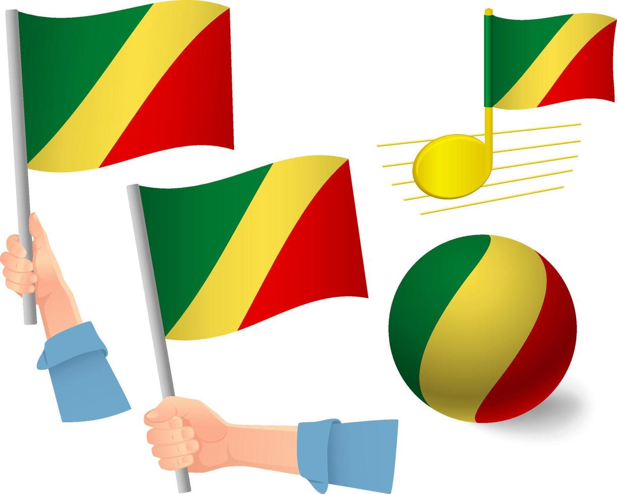 kongo flagga ikonuppsättning vektor