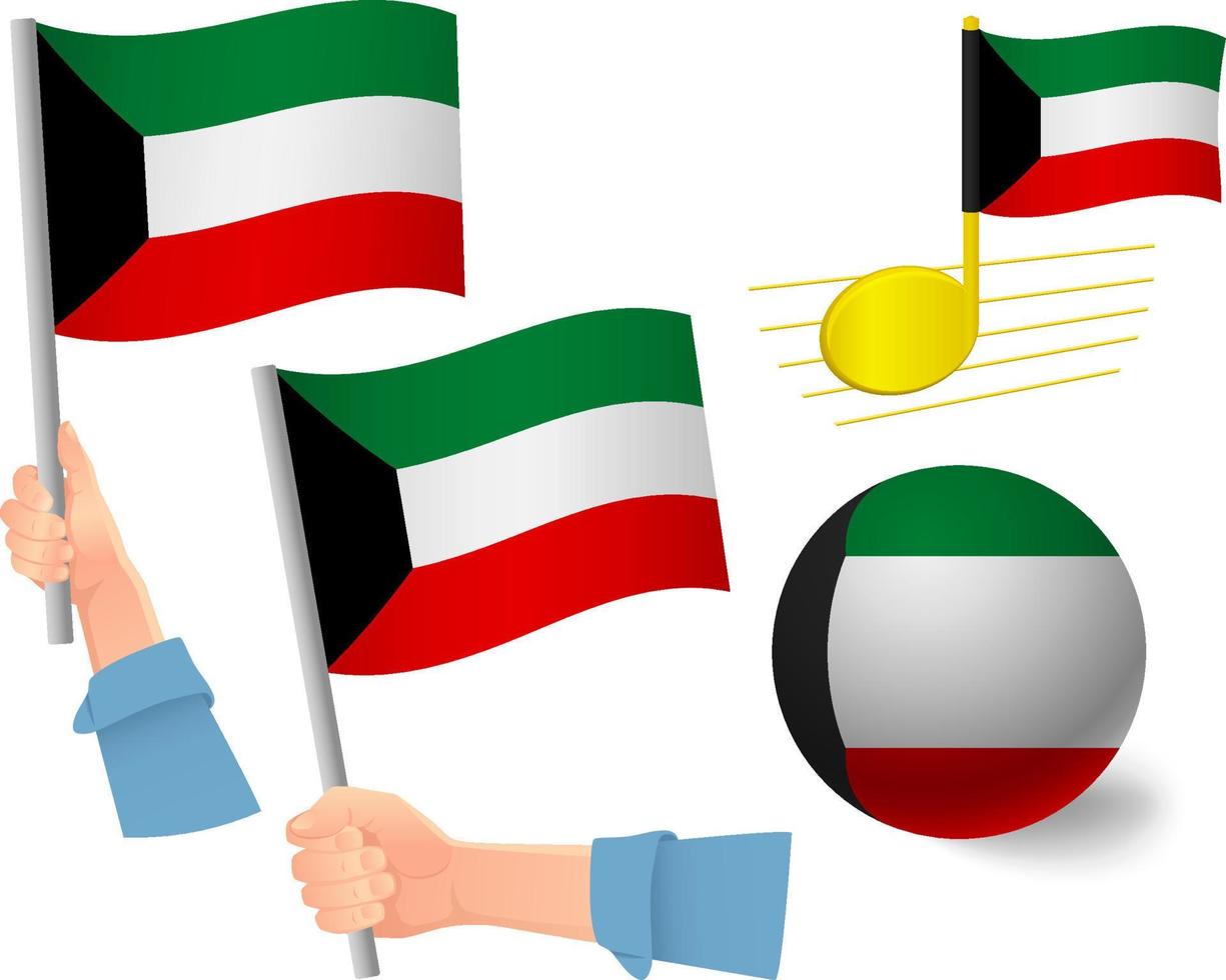 kuwait flagga ikonuppsättning vektor