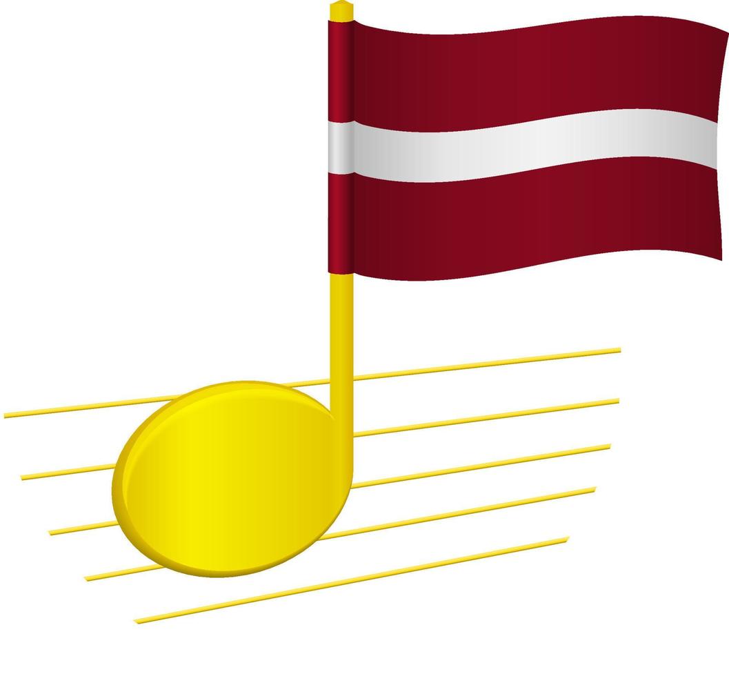 Lettlands flagga och musiknot vektor