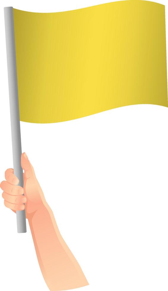 Symbol für gelbe Flagge in der Hand vektor