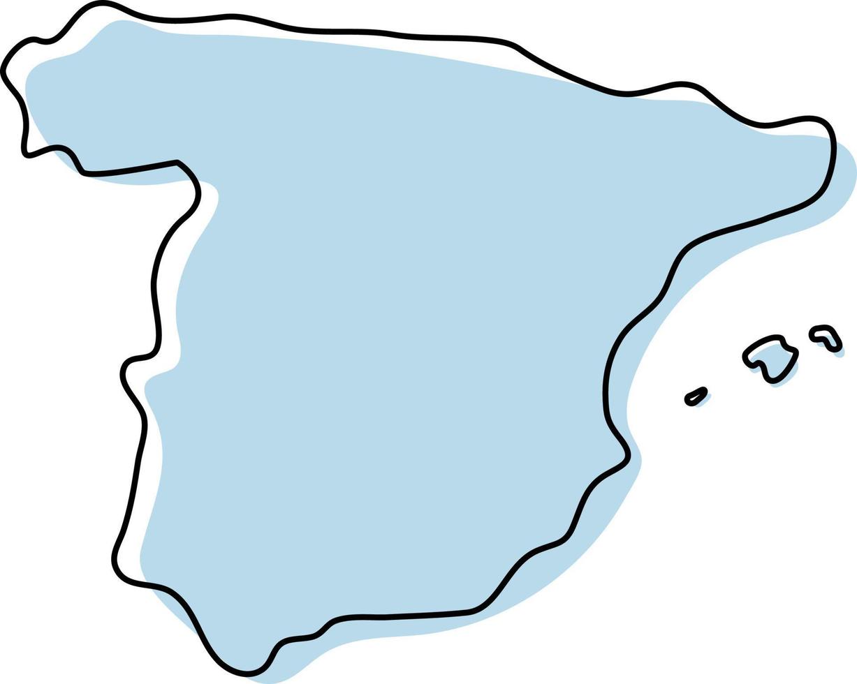 stilisierte einfache Übersichtskarte von Spanien-Symbol. blaue Kartenskizze von Spanien Vector Illustration