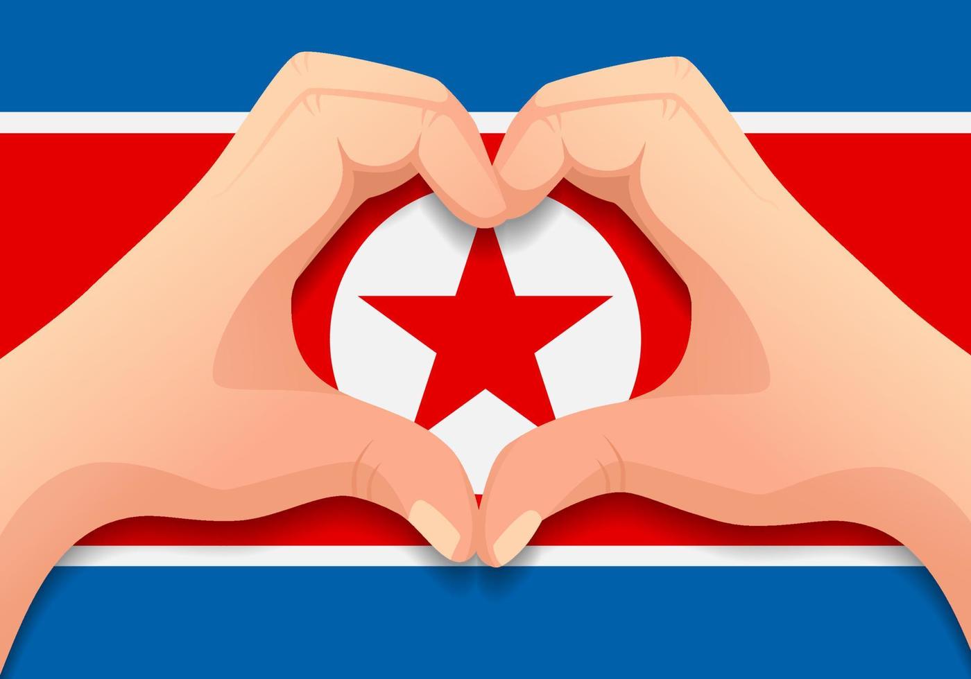 Nordkorea-Flagge und Handherzform vektor