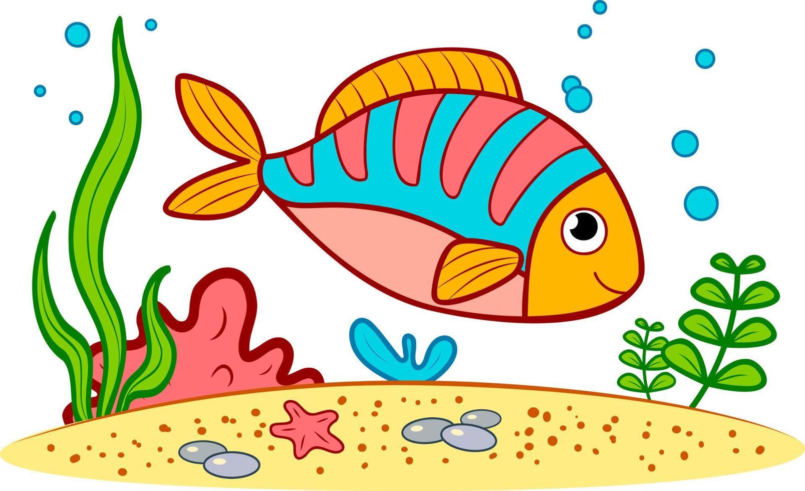 söt fisk på botten av havet. clipart för fisk under vattnet vektor