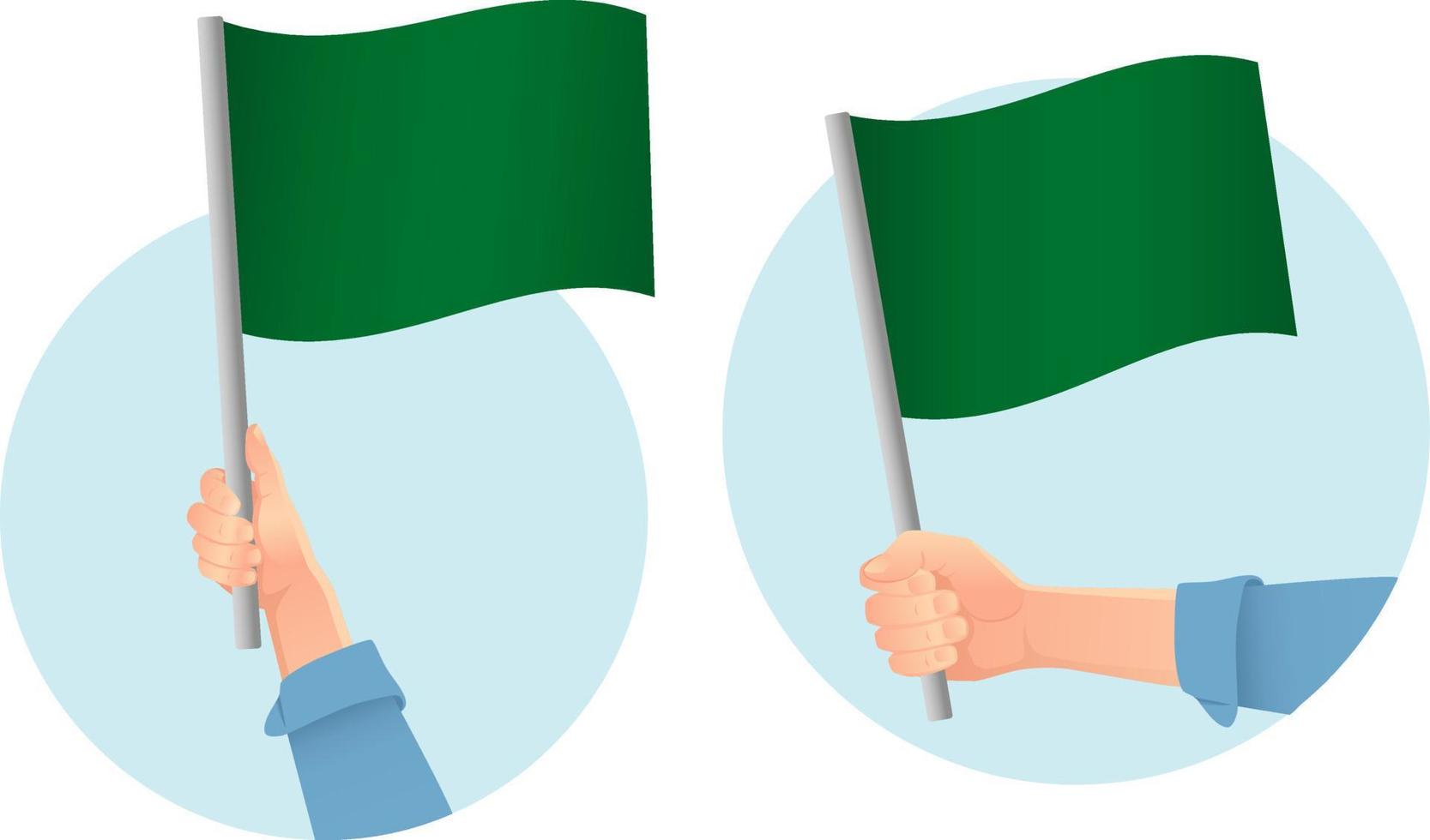 grüne Flagge in der Hand-Symbol vektor