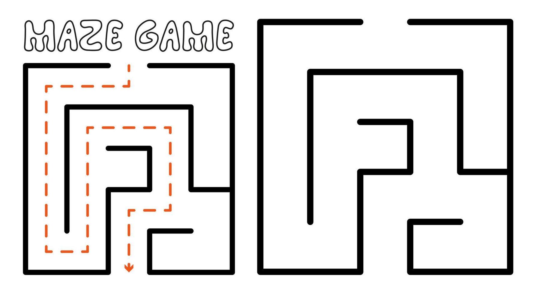 labyrintspel för barn. enkelt labyrintpussel med lösning vektor