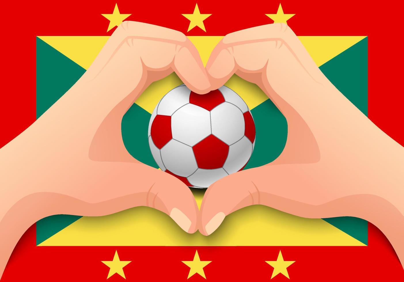 Grenada-Fußball und Handherzform vektor