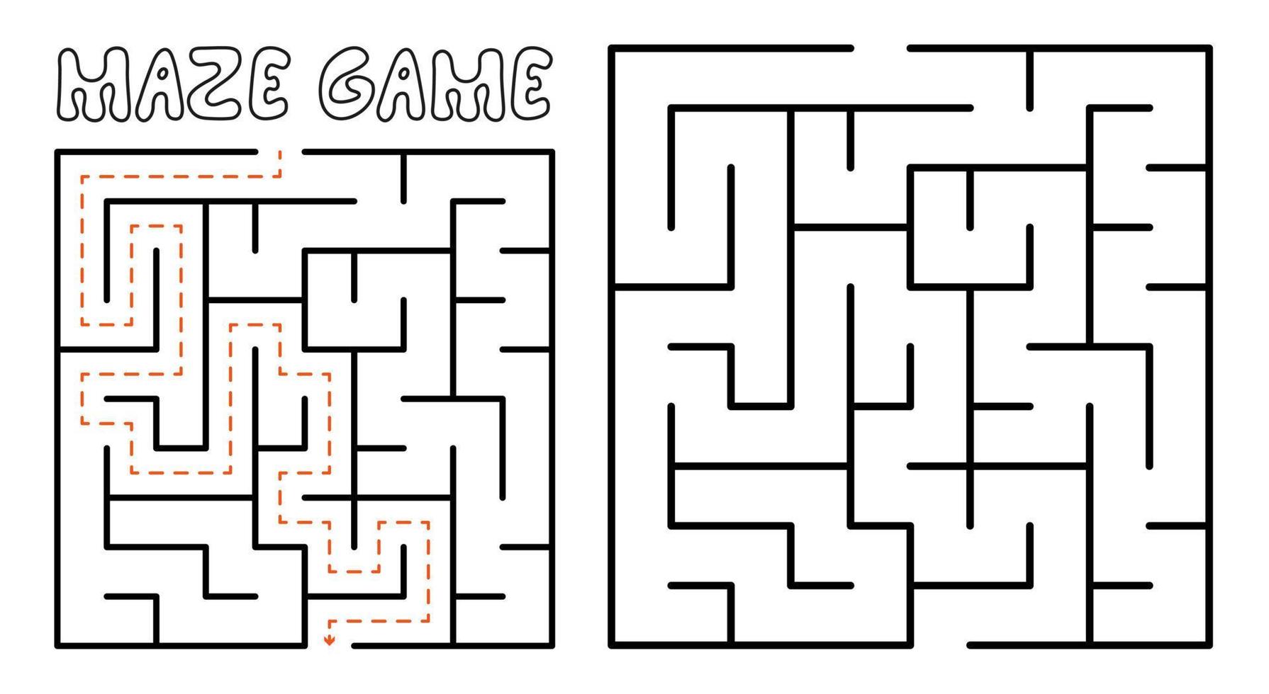 Labyrinthspiel für Kinder. Labyrinth-Puzzle mit Lösung vektor