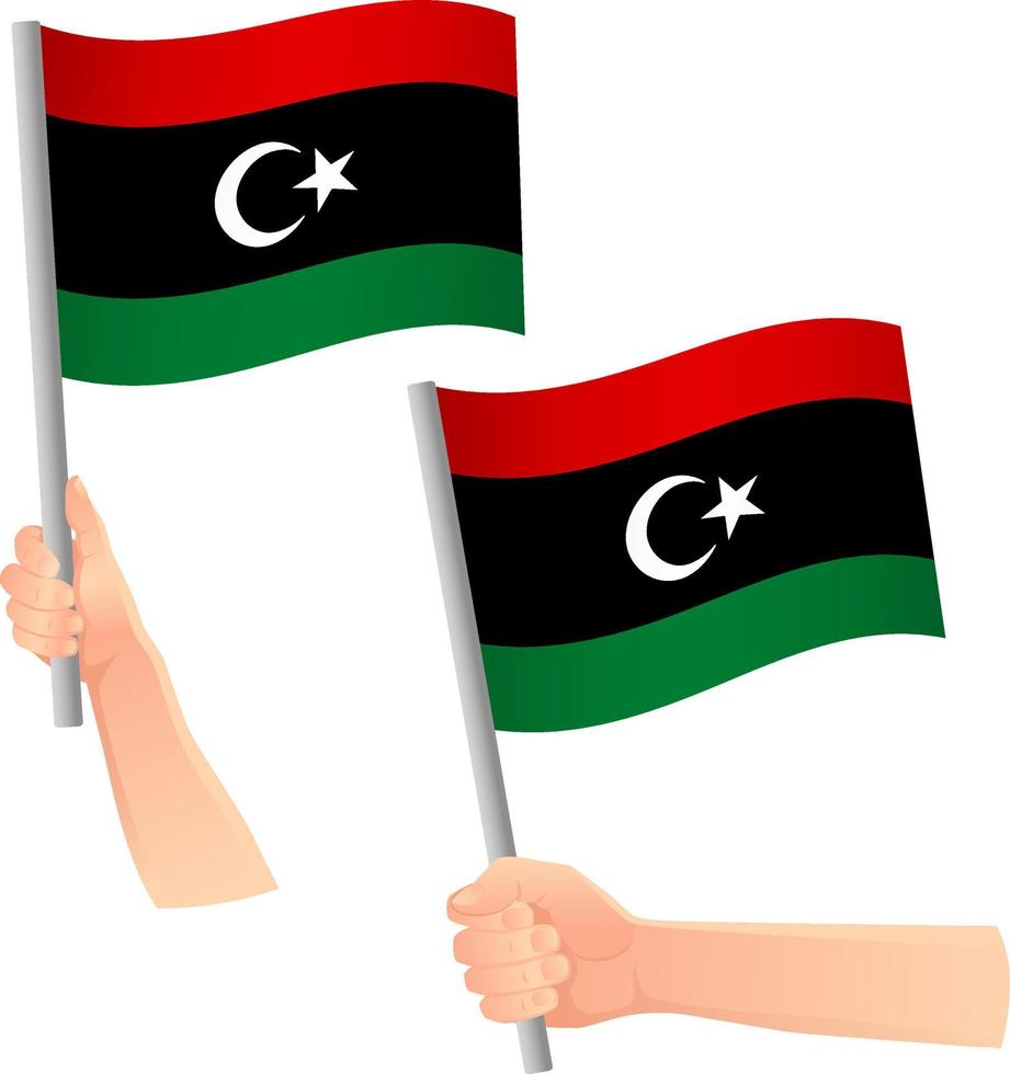 Symbol für die libysche Flagge in der Hand vektor