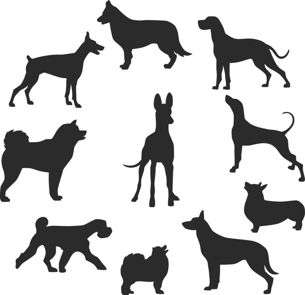 Hunde-Silhouette-Set. Hintergrund-Vektor-Illustration vektor