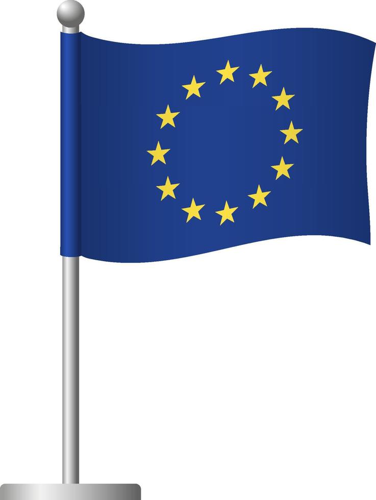 Europa eu-flagga på stolpeikonen vektor