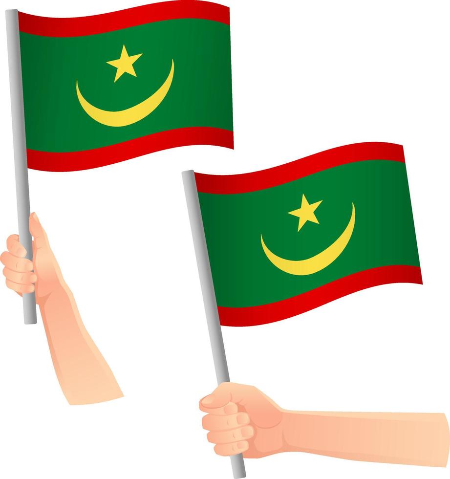 Mauretanien-Flagge in der Hand-Symbol vektor