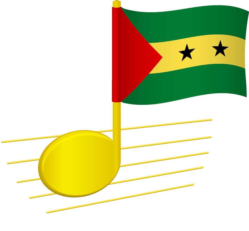 sao tome und principe flagge und musiknote vektor