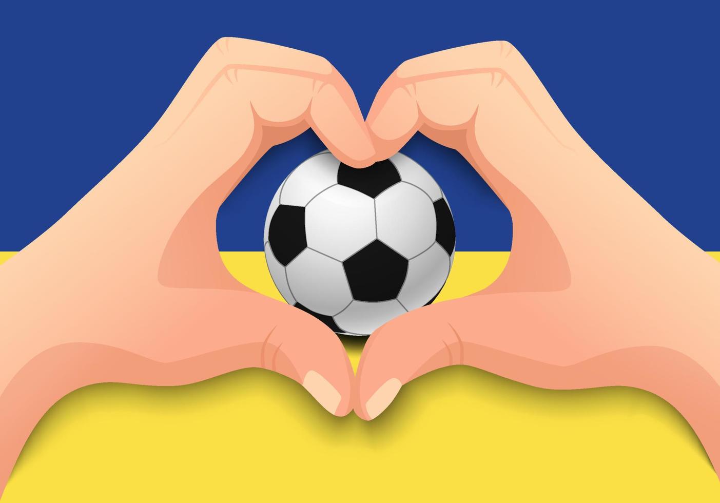 ukrainsk fotboll och hand hjärta form vektor
