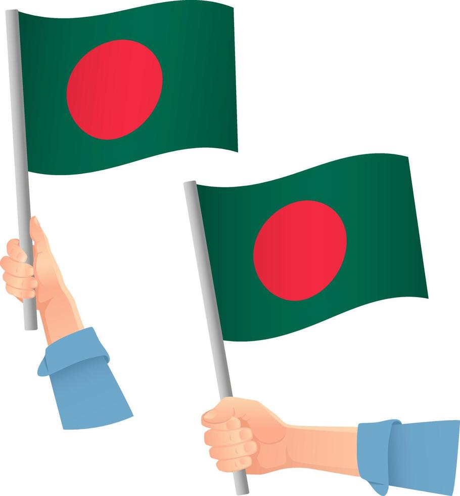Symbol für bangladeschische Flagge in der Hand vektor