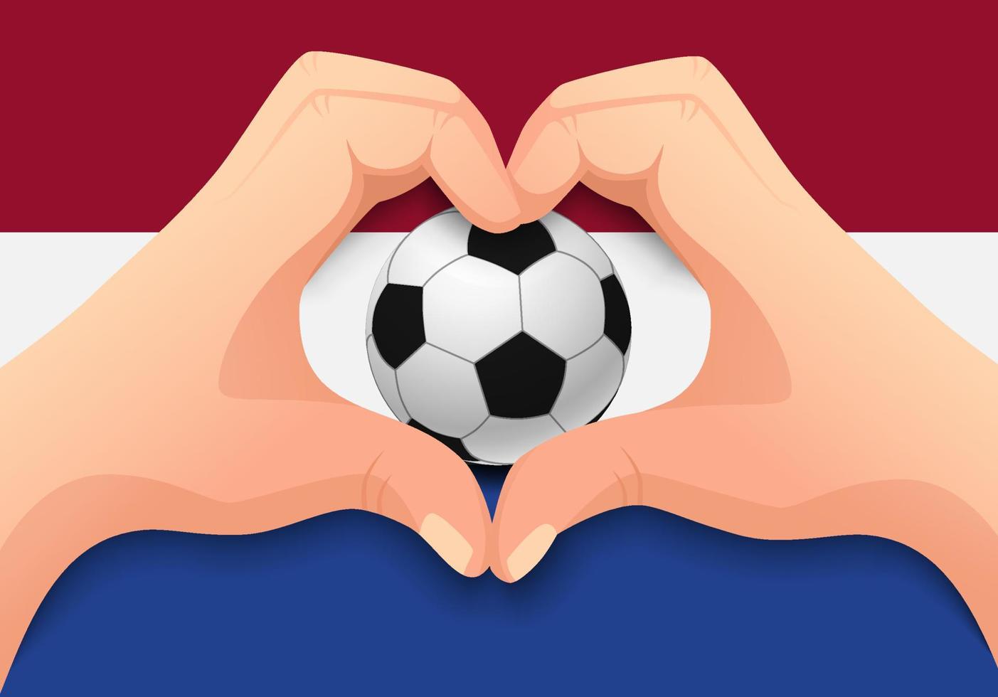 nederländska fotboll och hand hjärta form vektor
