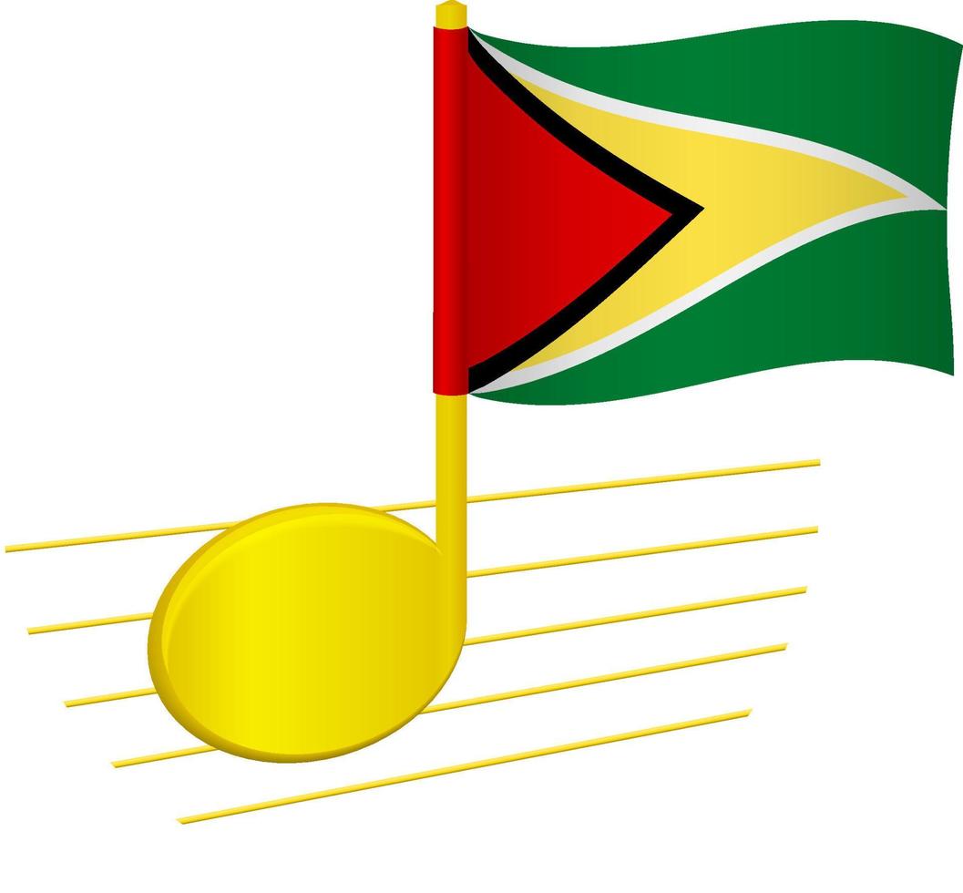 guyana flagga och musiknot vektor