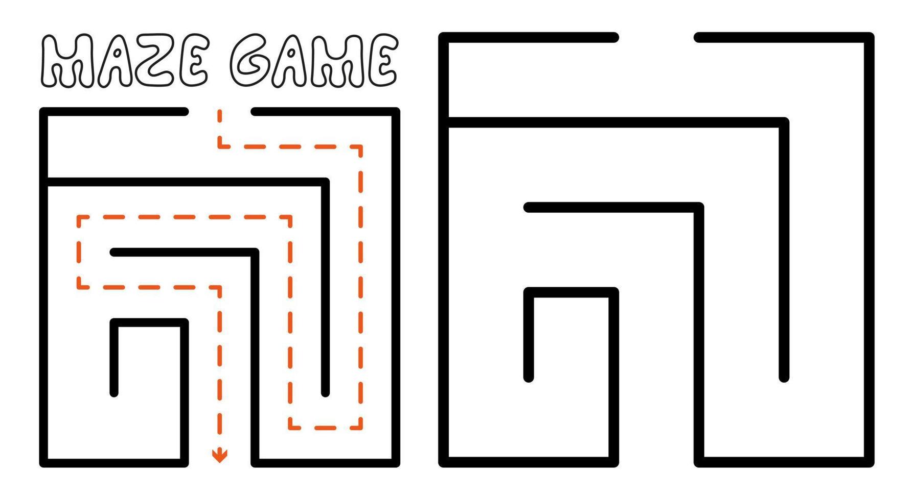 Labyrinthspiel für Kinder. einfaches Labyrinth-Puzzle mit Lösung vektor