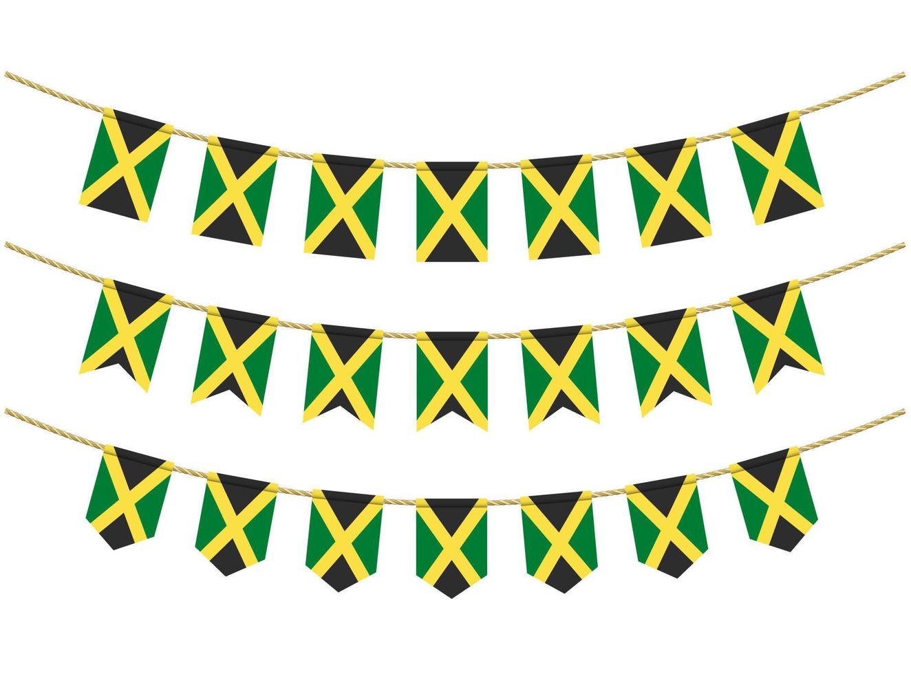 jamaica flagga på repen på vit bakgrund. uppsättning patriotiska bunting flaggor. bunting dekoration av jamaica flagga vektor