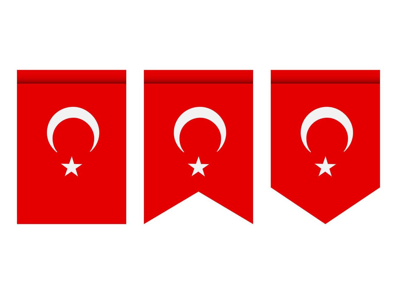 Turkiet flagga eller vimpel isolerad på vit bakgrund. vimpel flaggikon. vektor