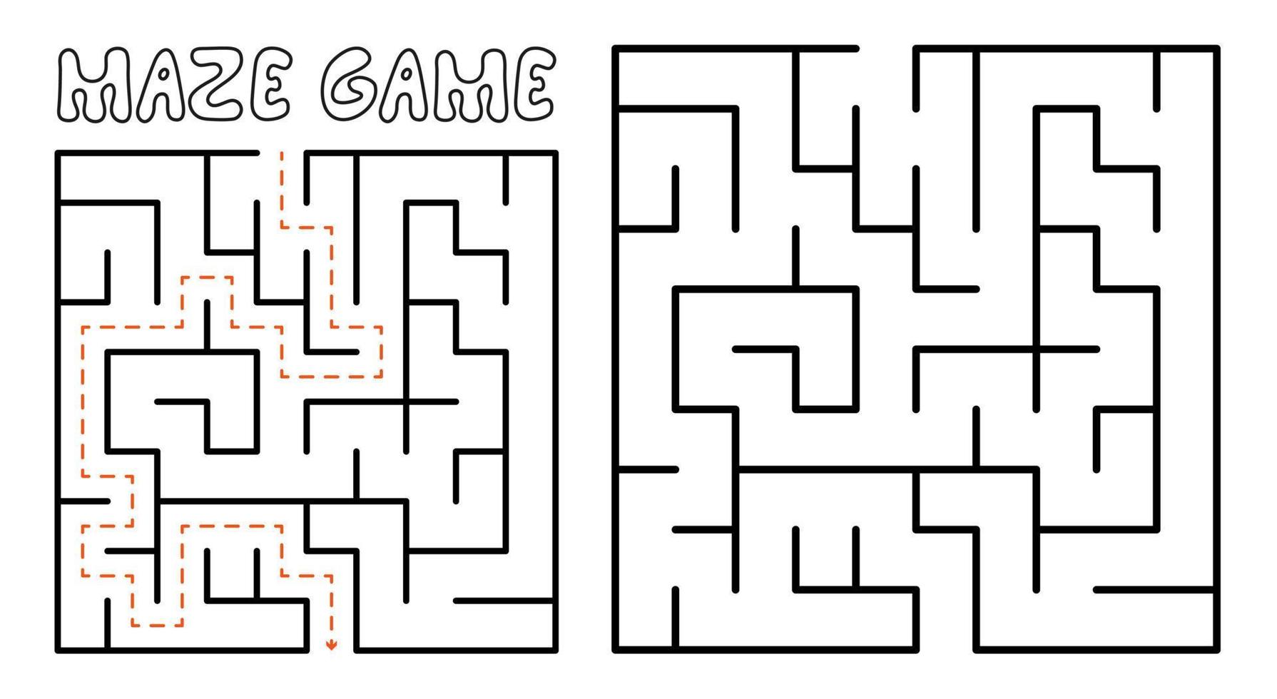 Labyrinthspiel für Kinder. Labyrinth-Puzzle mit Lösung vektor