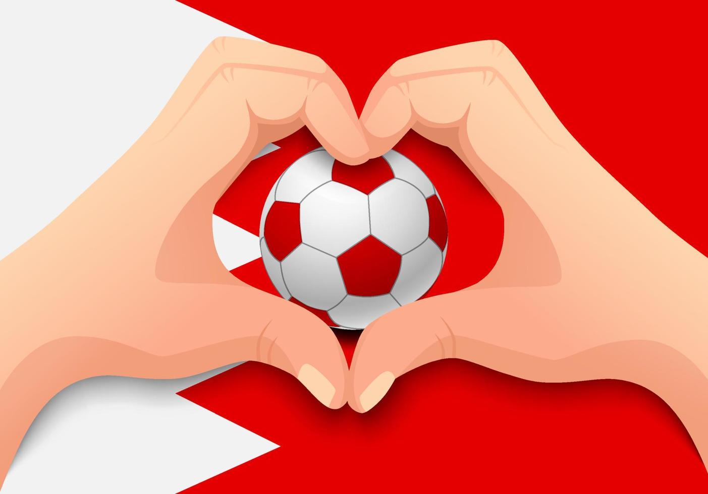 bahrain fotboll och hand hjärta form vektor