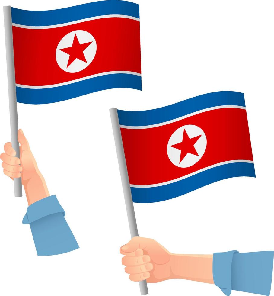 Nordkorea-Flagge in der Hand-Symbol vektor