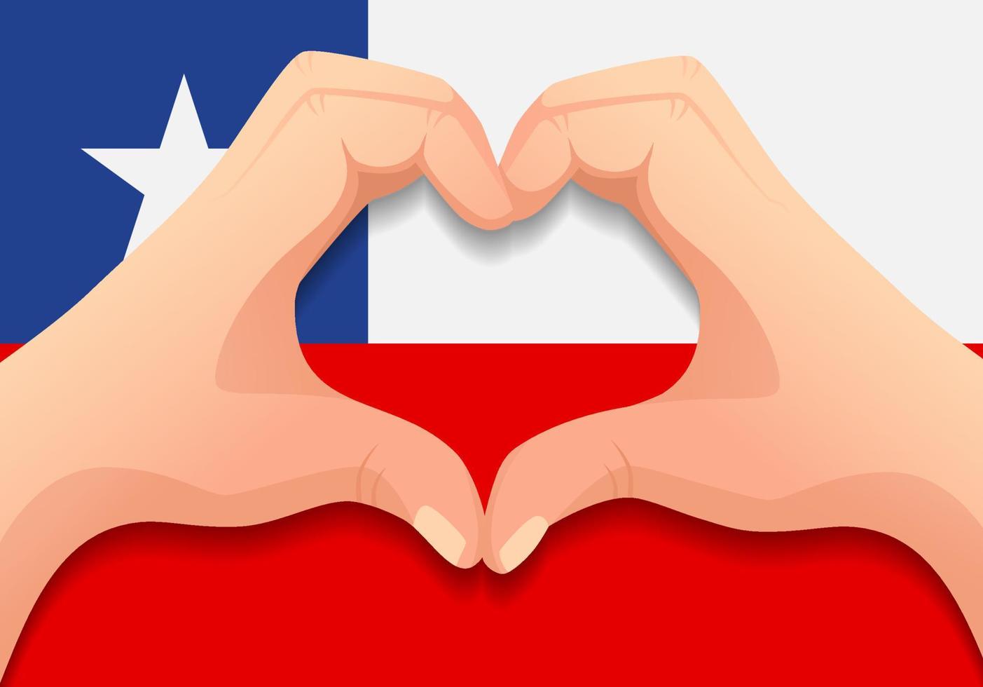 Chile-Flagge und Handherzform vektor
