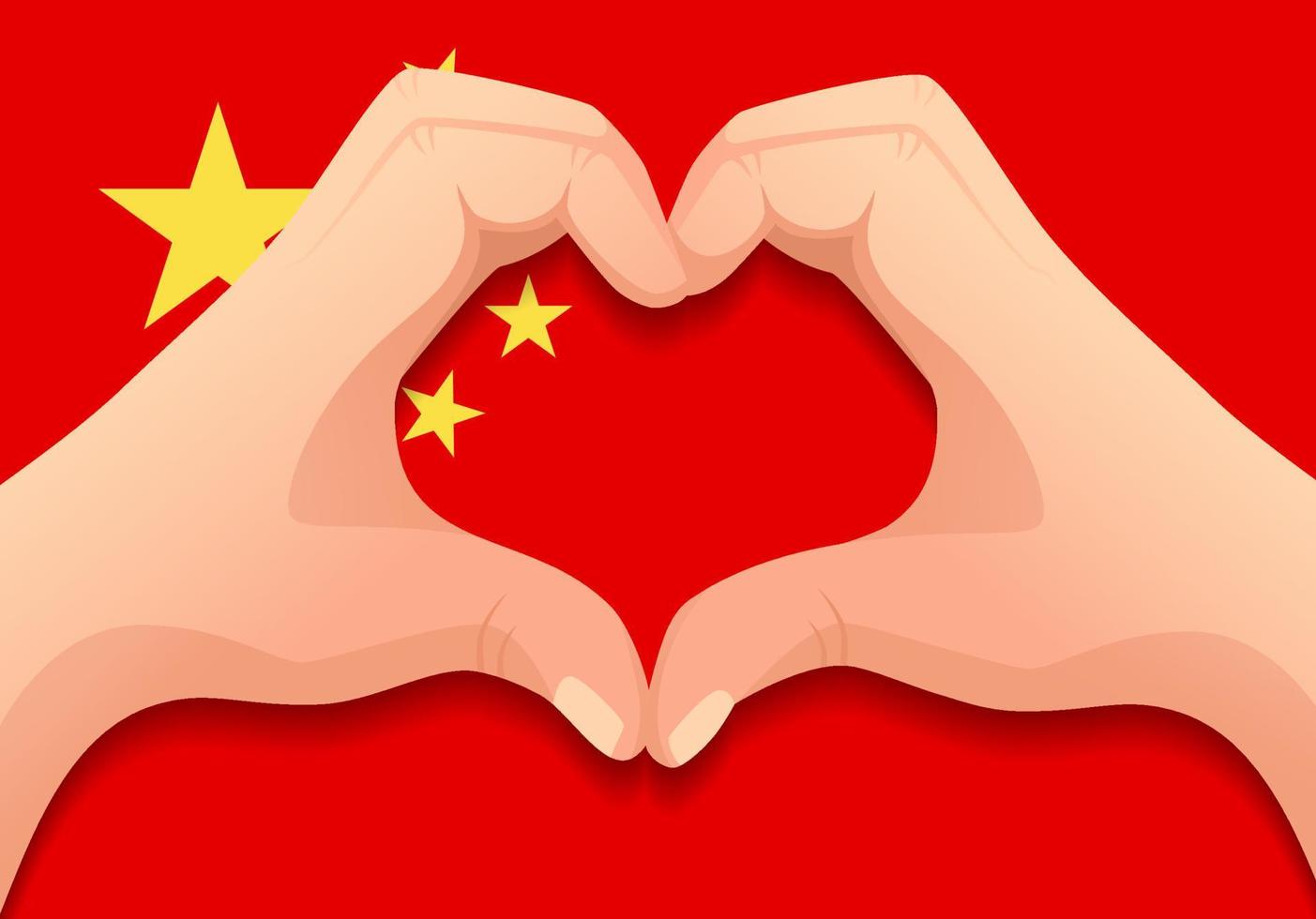 China-Flagge und Handherzform vektor