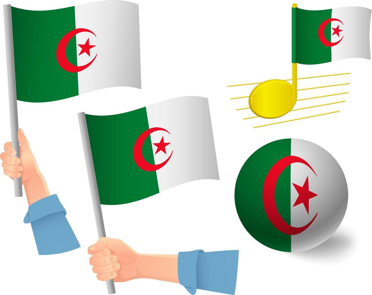 Algeriet flagga ikonuppsättning vektor