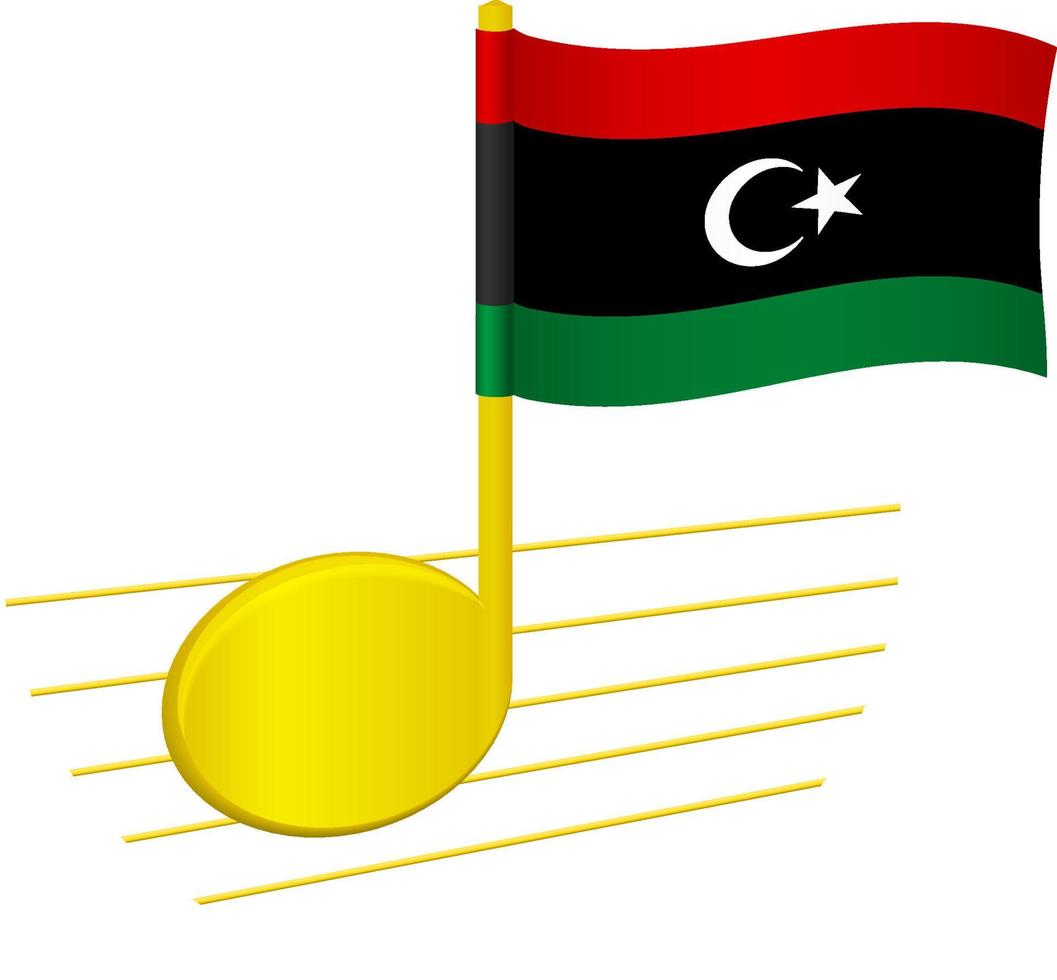 Libyen-Flagge und Musiknote vektor