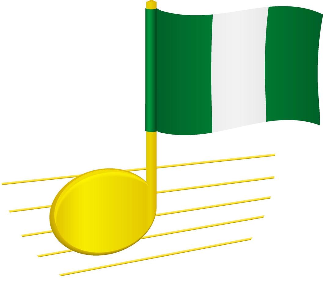 nigerias flagga och musiknot vektor