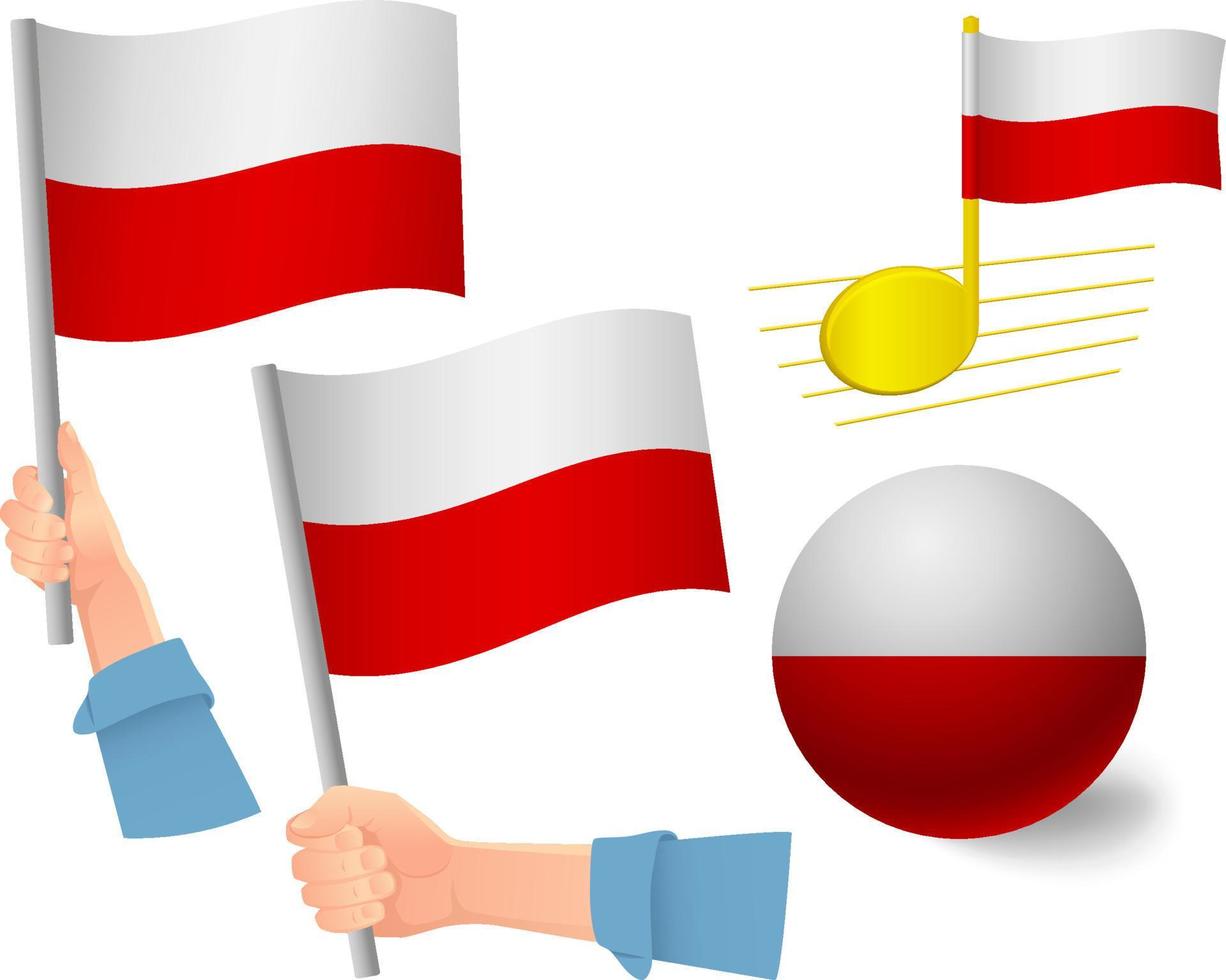 Polen flagga ikonuppsättning vektor