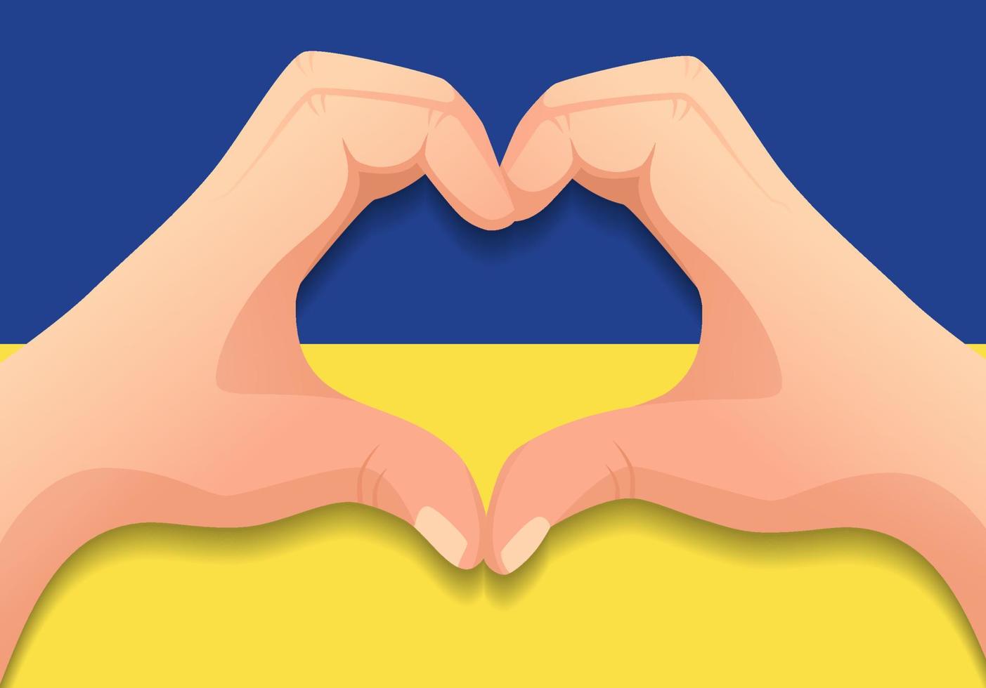 Ukraine-Flagge und Handherzform vektor