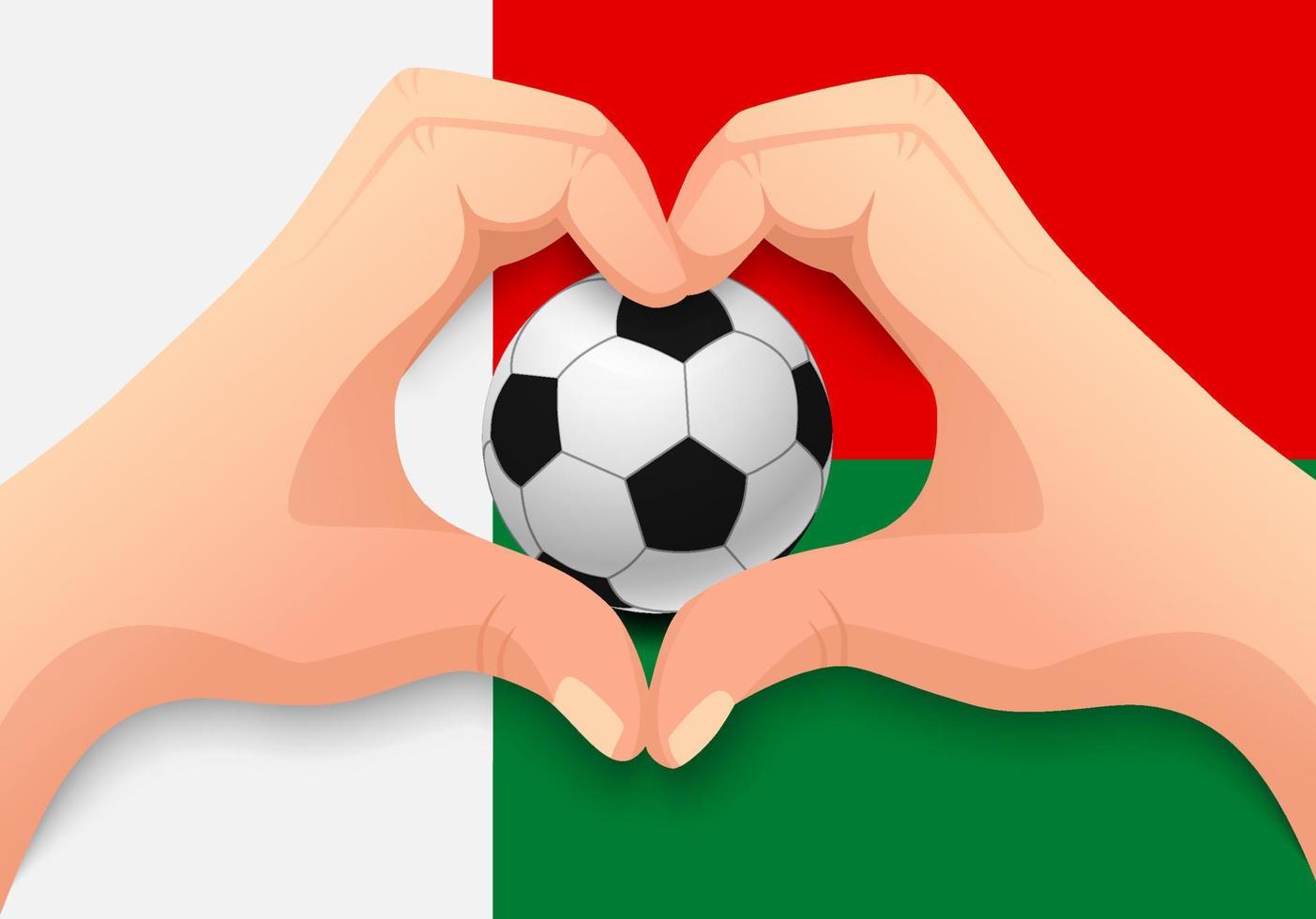 madagaskar fotboll och hand hjärta form vektor