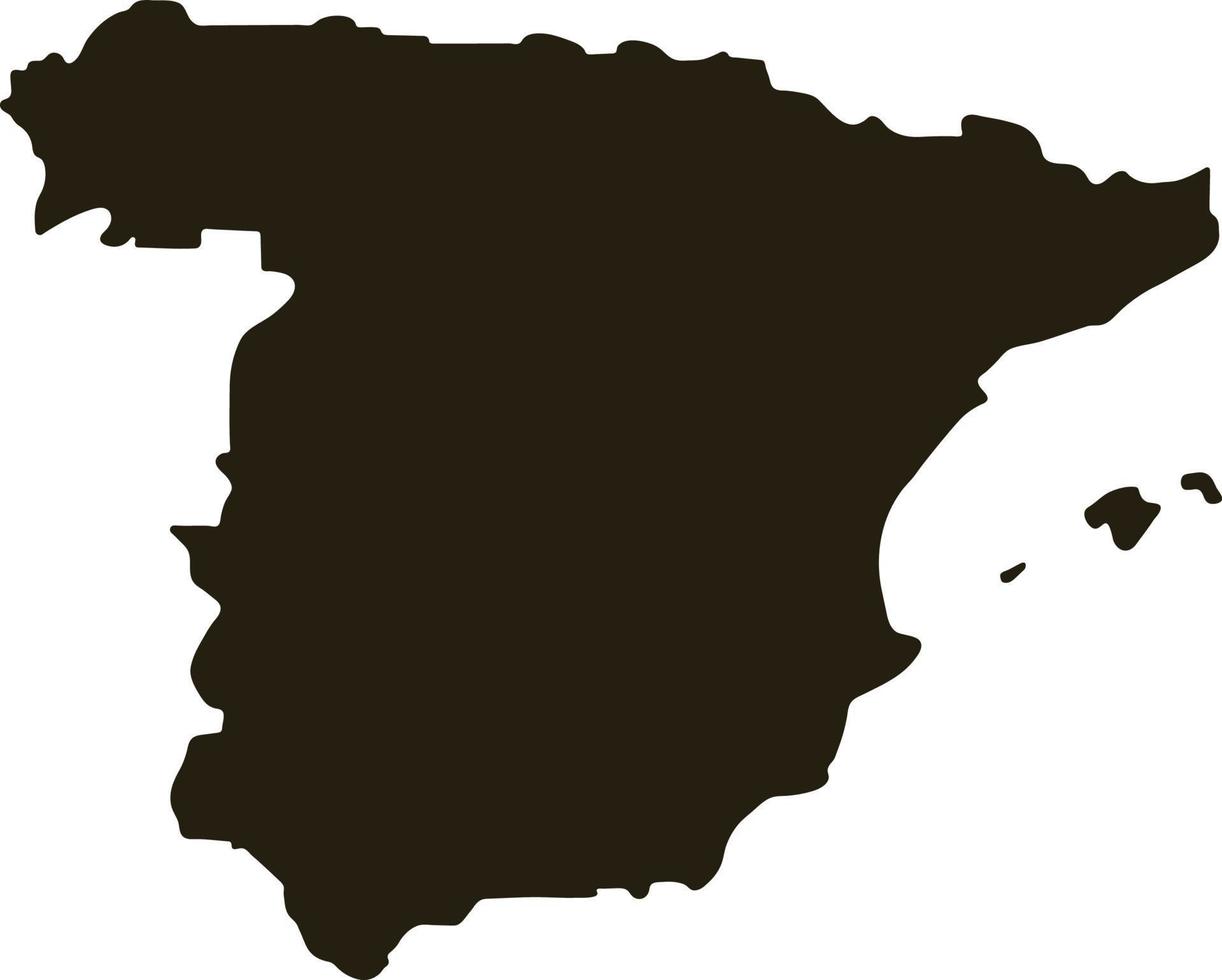 karta över spanien. solid svart karta vektorillustration vektor