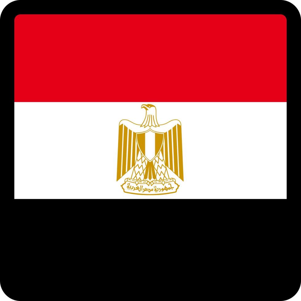 Egyptens flagga i form av kvadrat med kontrasterande kontur, kommunikationstecken för sociala medier, patriotism, en knapp för att byta språk på webbplatsen, en ikon. vektor