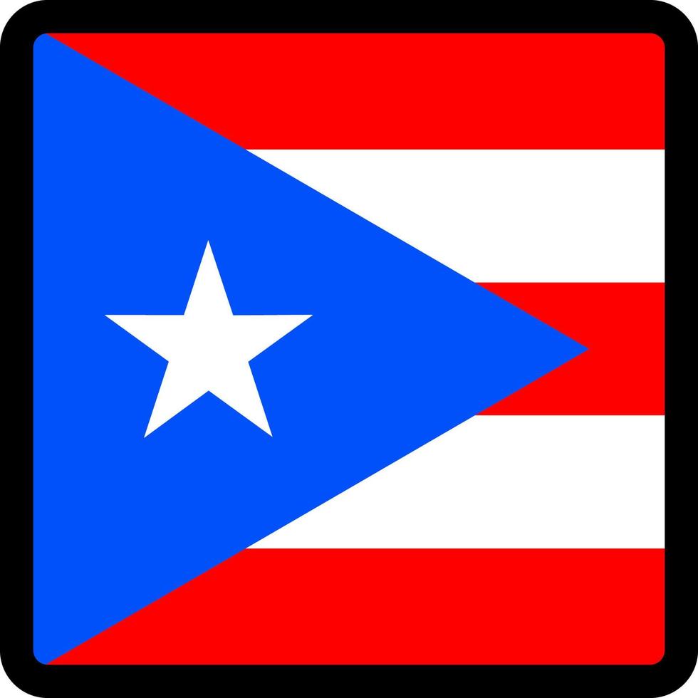 flagge von puerto rico in form eines quadrats mit kontrastierender kontur, kommunikationszeichen für soziale medien, patriotismus, eine schaltfläche zum umschalten der sprache auf der website, ein symbol. vektor