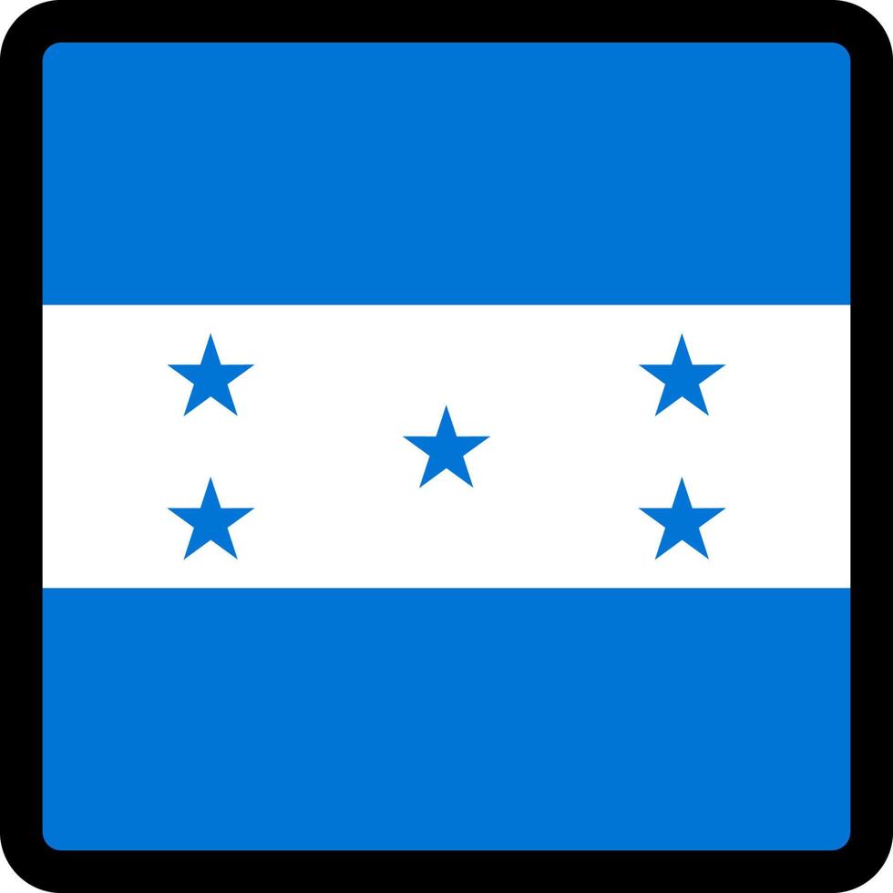 honduras flagga i form av kvadrat med kontrasterande kontur, kommunikationstecken för sociala medier, patriotism, en knapp för att byta språk på webbplatsen, en ikon. vektor