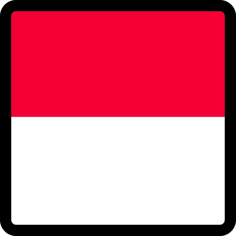 Flagge von Monaco in Form eines Quadrats mit kontrastierender Kontur, Kommunikationszeichen für soziale Medien, Patriotismus, eine Schaltfläche zum Umschalten der Sprache auf der Website, ein Symbol. vektor