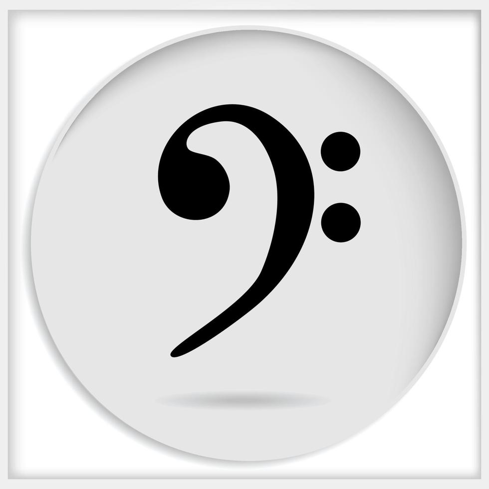 Vektorsymbol schwarzer Bassschlüssel isoliert auf weißem Hintergrund. Musikschlüssel. Musikalisches Symbol. vektor