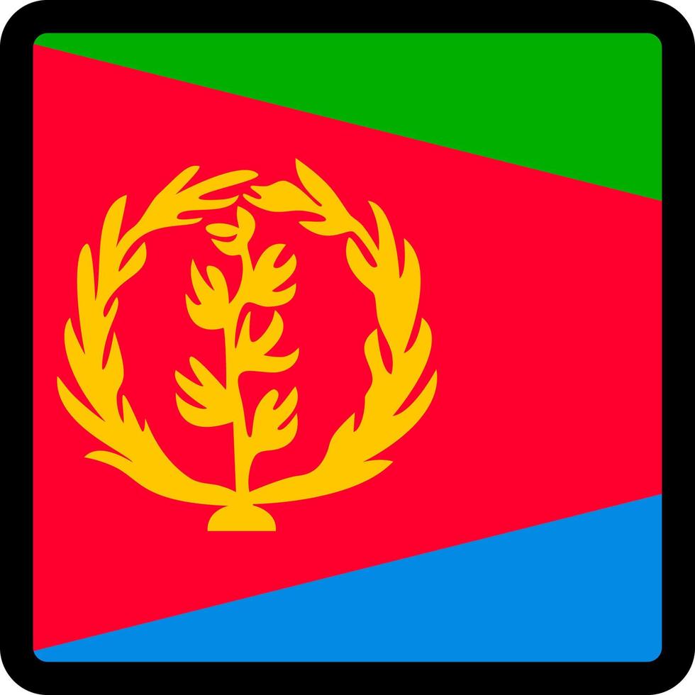 Eritreas flagga i form av kvadrat med kontrasterande kontur, kommunikationstecken för sociala medier, patriotism, en knapp för att byta språk på webbplatsen, en ikon. vektor