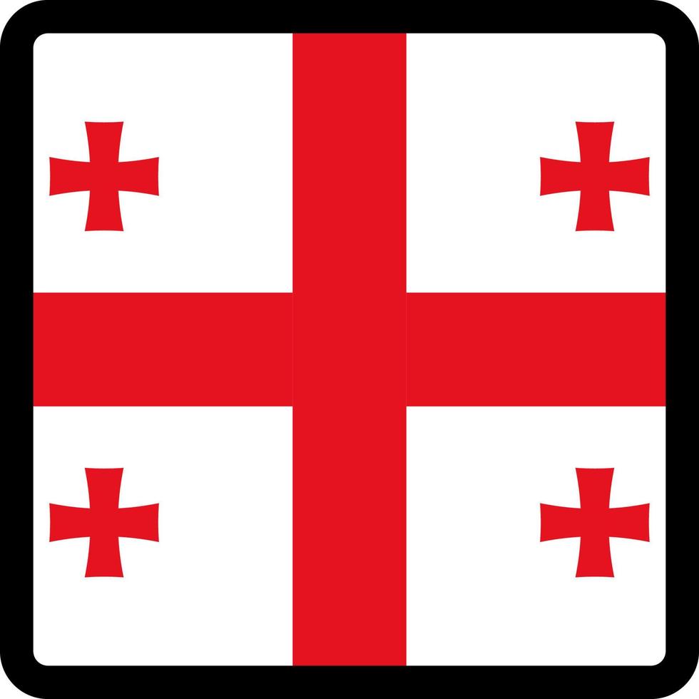 georgiens flagga i form av kvadrat med kontrasterande kontur, kommunikationstecken för sociala medier, patriotism, en knapp för att byta språk på webbplatsen, en ikon. vektor