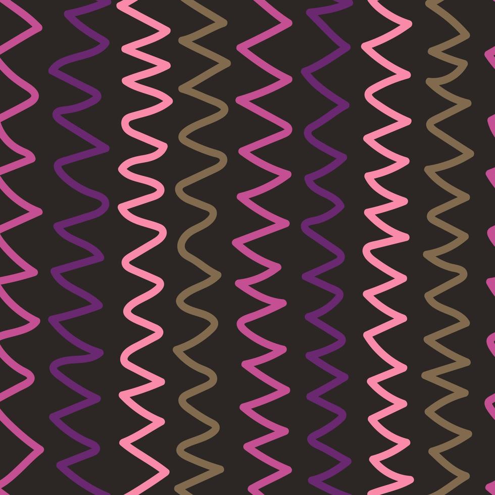 vintage sicksack linjer seamless mönster. abstrakt våg bakgrund i doodle stil. retro ränder tryckta tapeter. vektor