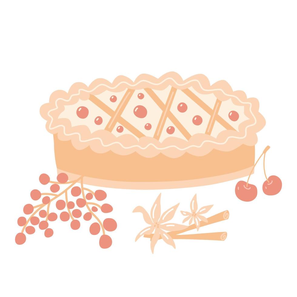 hausgemachter Kuchen mit Beeren. Vektor-Illustration. vektor