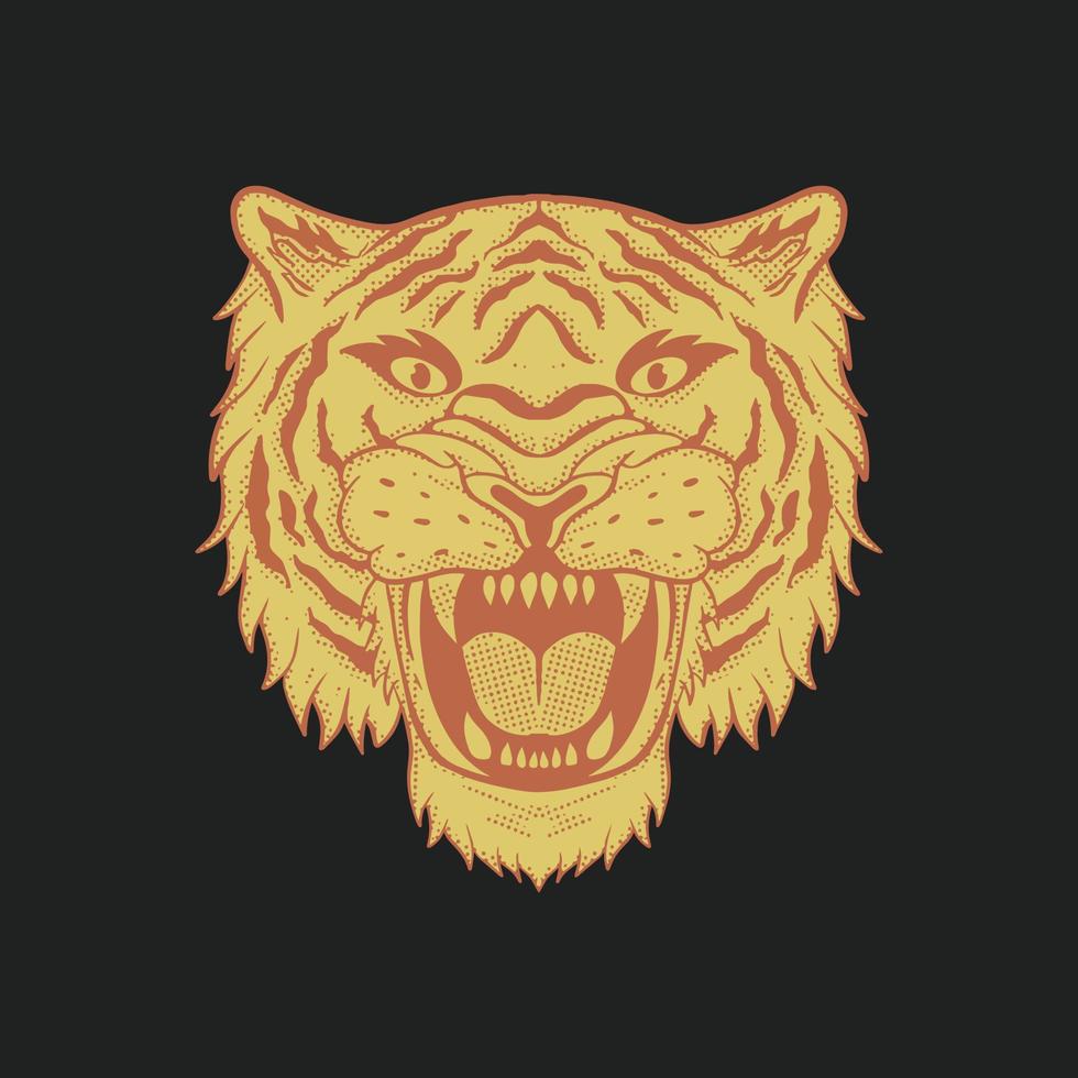 färgglad tiger doodle illustration för klistermärke tatuering affisch t-shirt design etc vektor