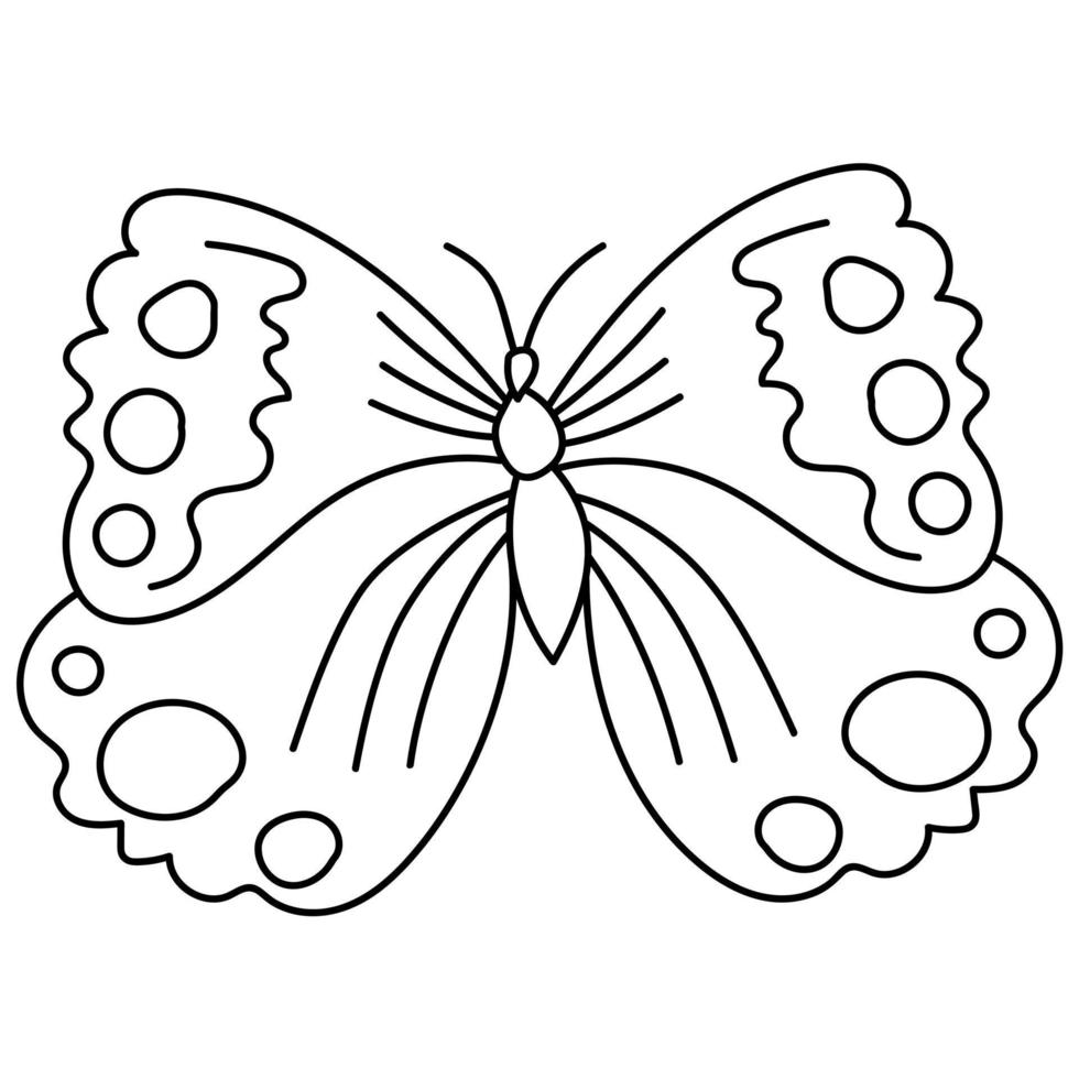 fjärilsfantasikontur, doodle målarbok för småbarns insektsvärld vektor