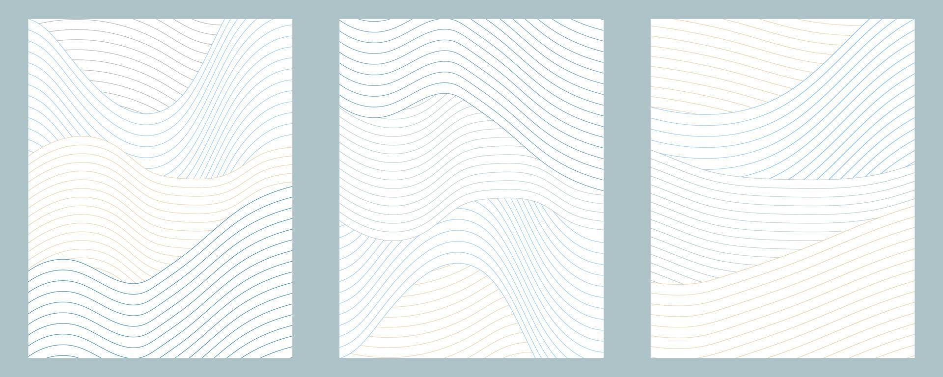 fließender japanischer Meereswellen-Zusammenfassungshintergrund für Buchcover oder Posterpräsentation. flüssige textur von wasserspritzern vektor